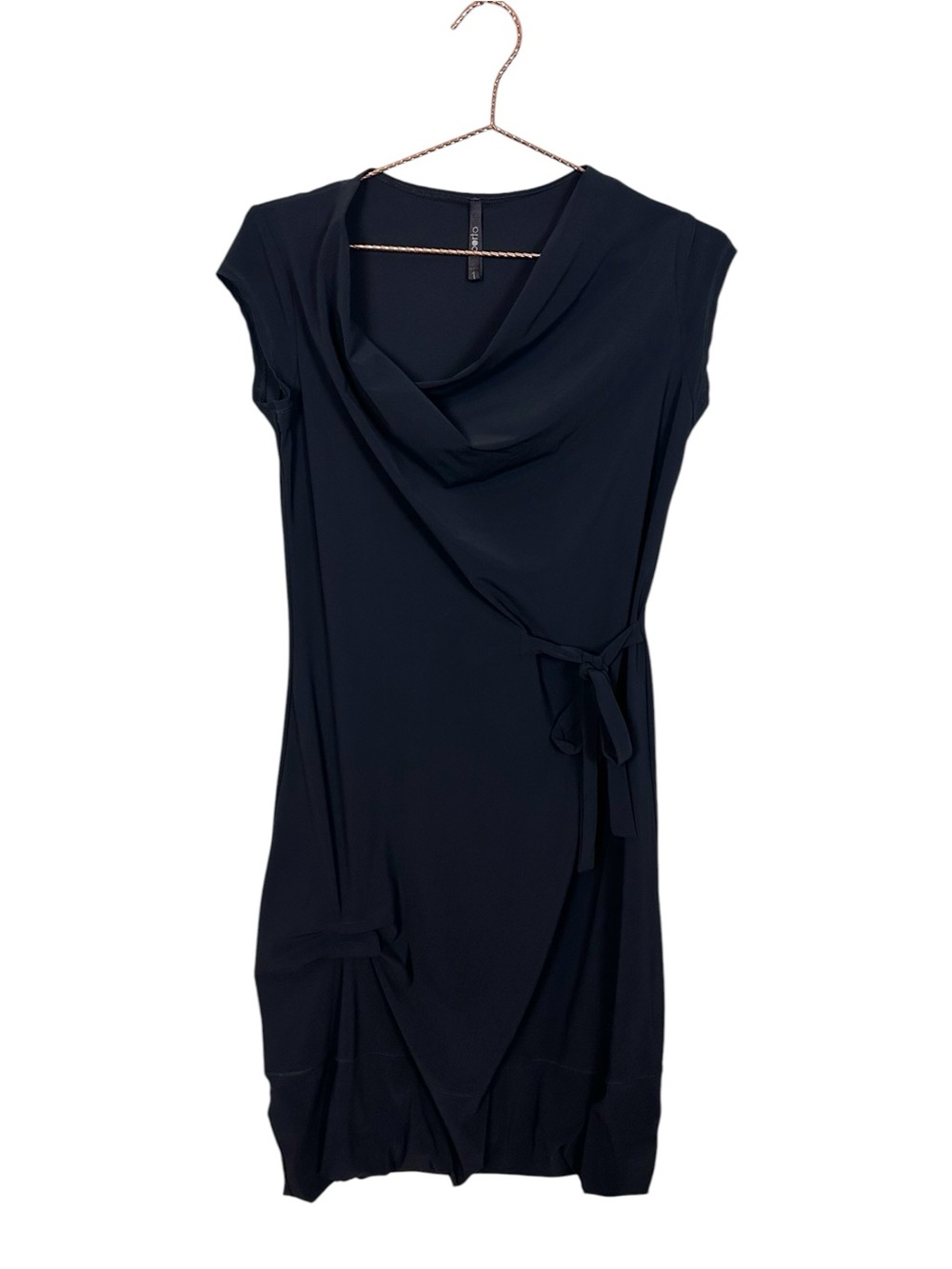 Porto Sleeveless Black Cowl Neck Dress